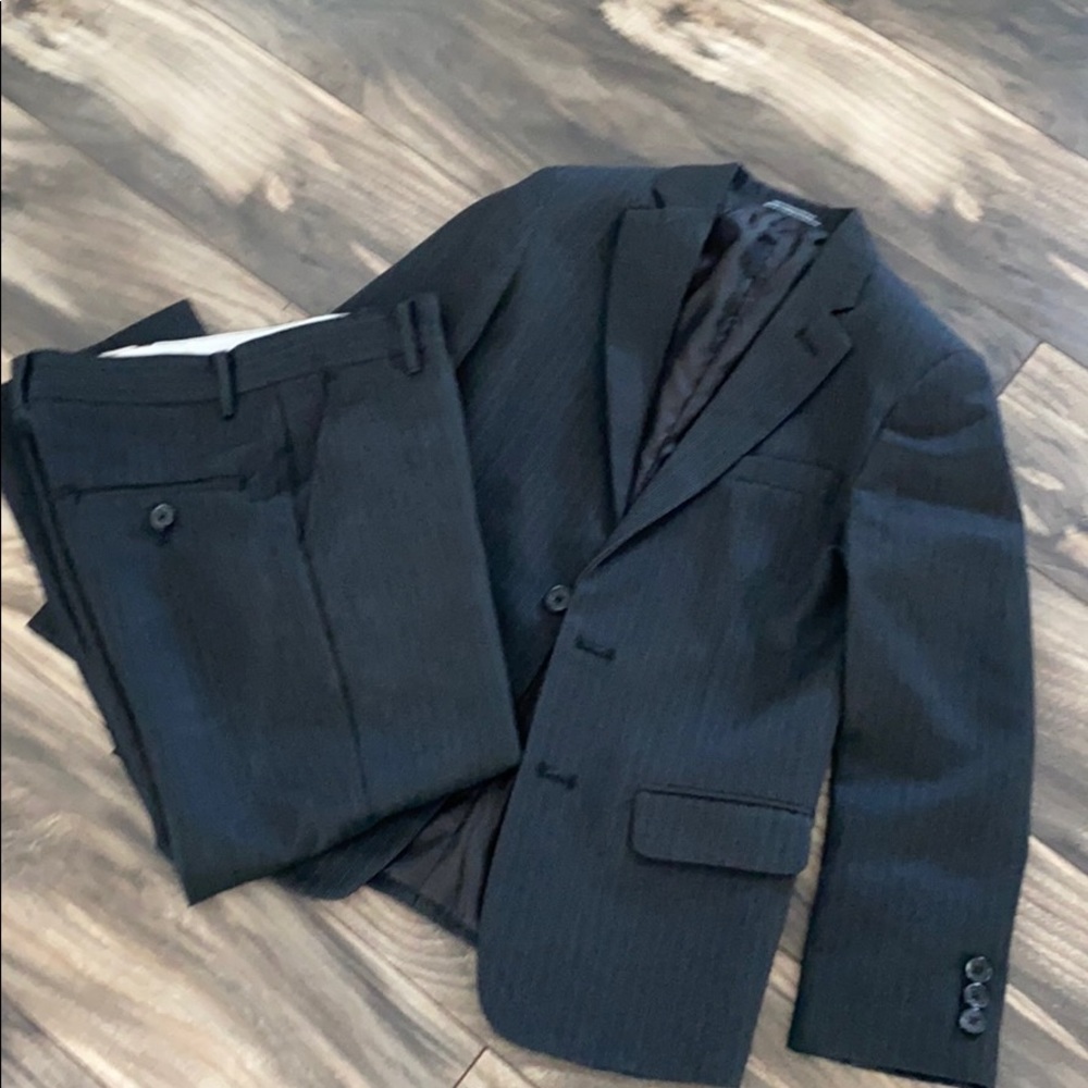 Boys black stripe suit